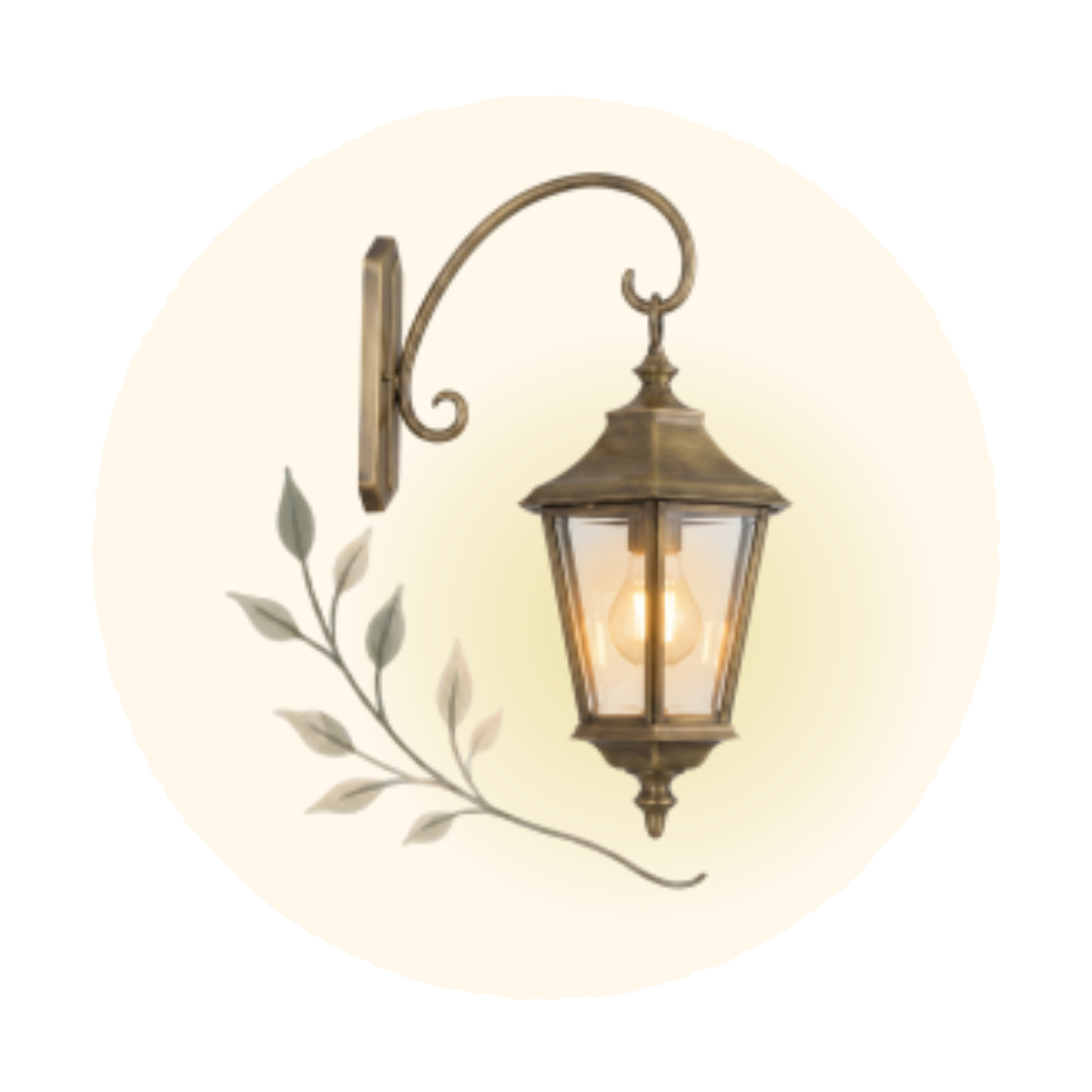 Porchlight lantern with botanical accents